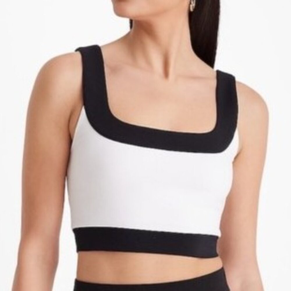Express Body Contour Stretch Tipped Square Neck Cropped‎ Tank Top SZM